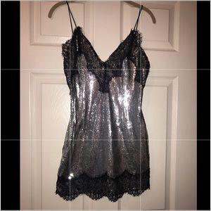 Sequin/lace mini dress